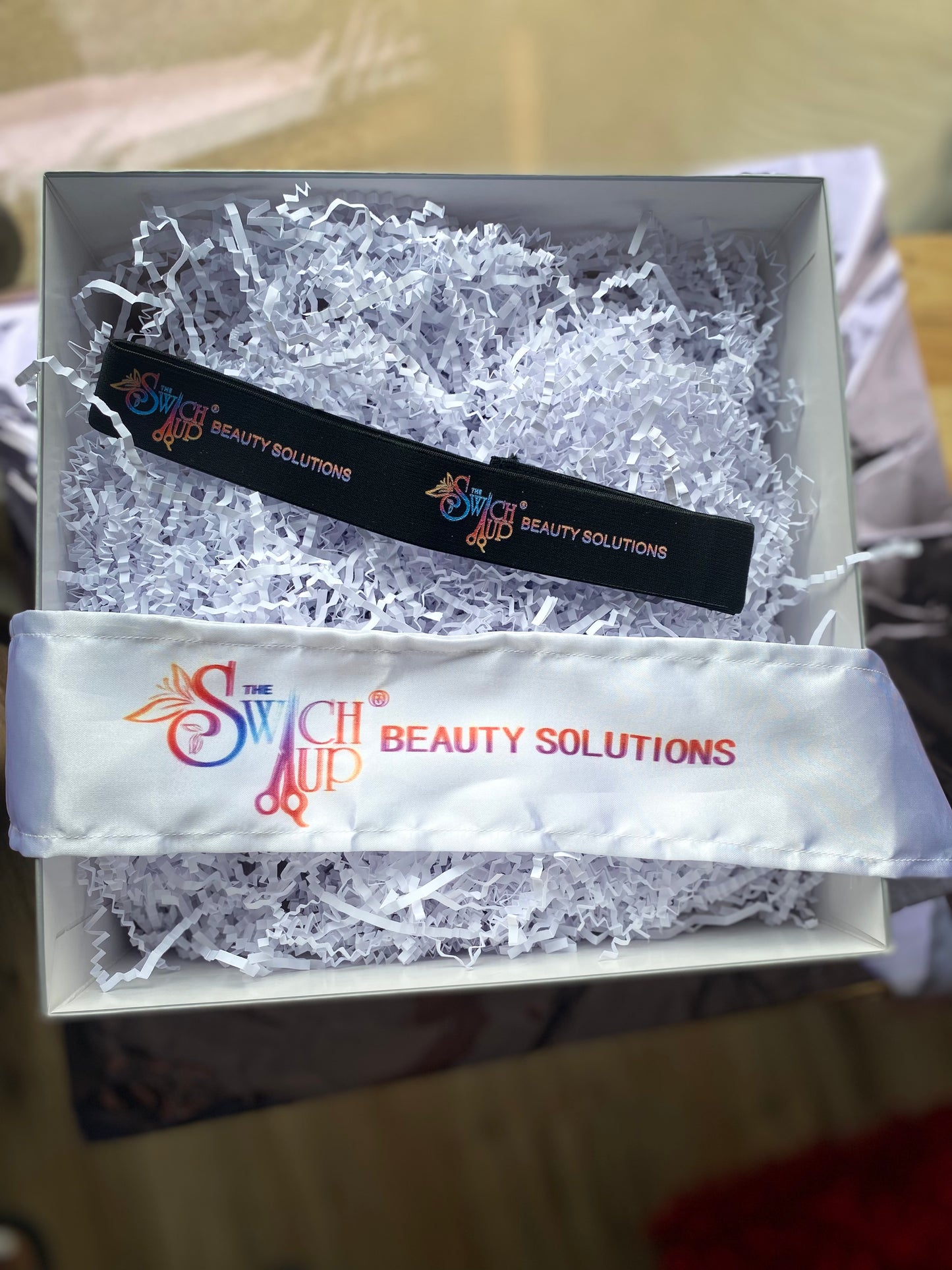 White custom logo edge scarf hair head wraps